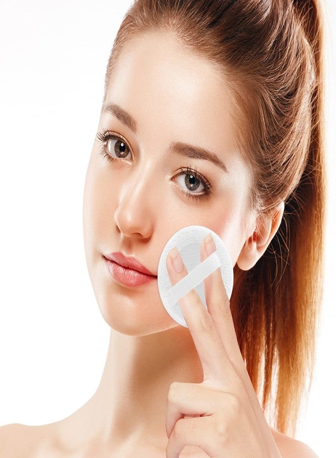 Sibba Loose Powder Puff 12 Pieces Round Velour Face Makeup Compact Body Container Setting Pressed Blending Foundation Cream Make Up Ribbon Strap Sponge Cushion Applicator (White) - Image 5